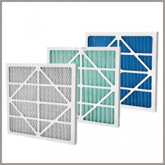 Línea de máquinas para fabricar filtros de aire HVAC: filtros de aire plisados con marco de cartón.